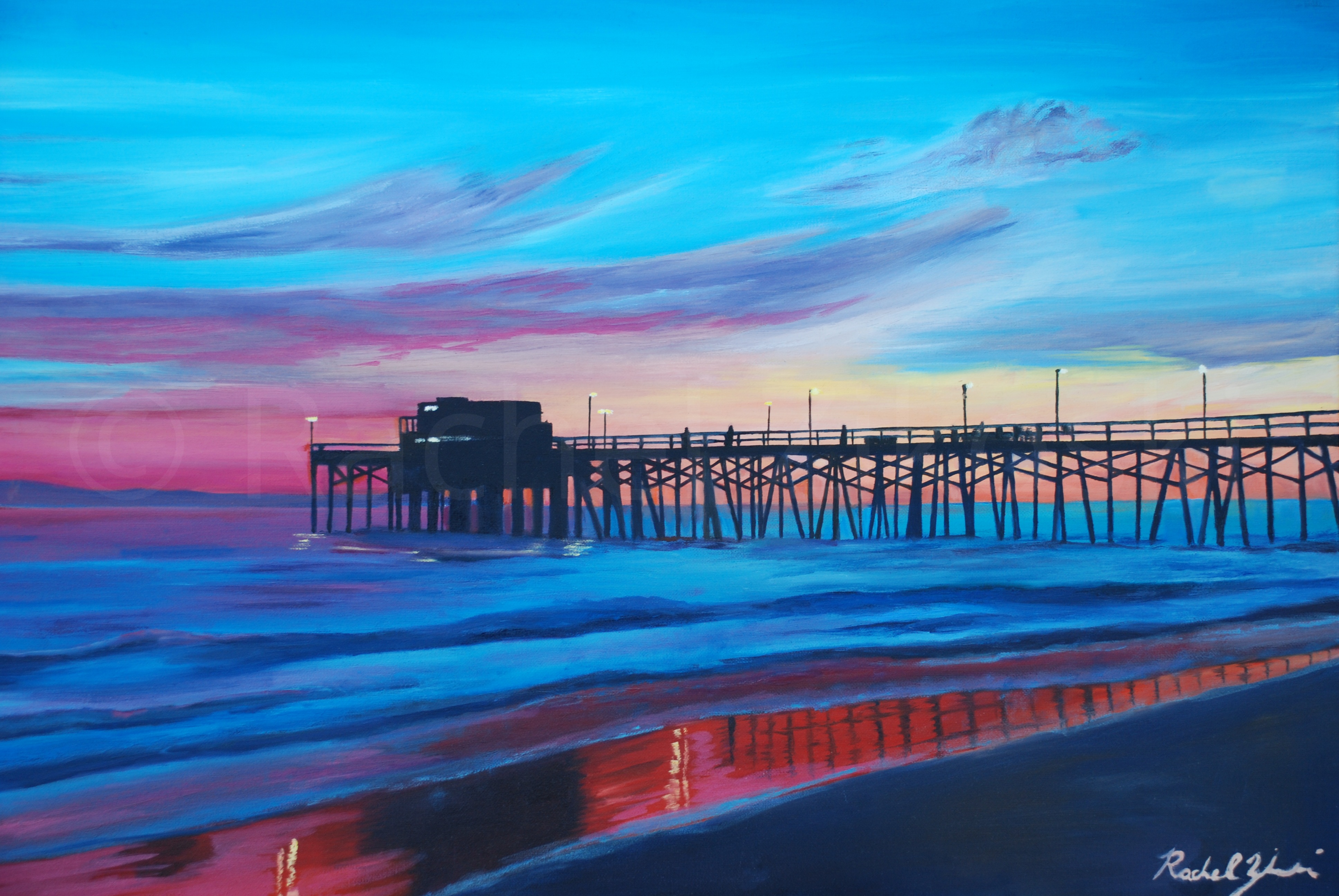 3872x2592 Newport Beach Pier Rachel Zikoski - Newport Beach Painting