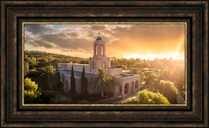 700x429 Newport Beach Temple From On High (23x38 Framed Canvas Giclee - Newport Beach Painting