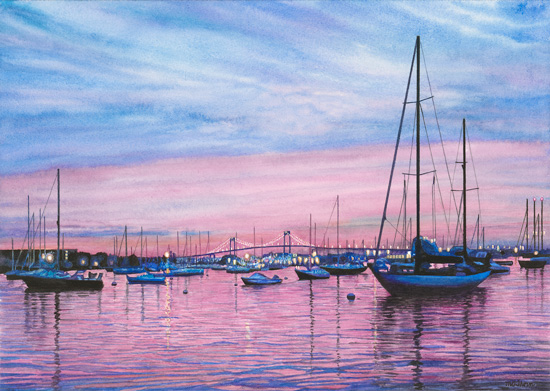 550x391 Margaret Thorn Watercolor Artist - Newport Painting