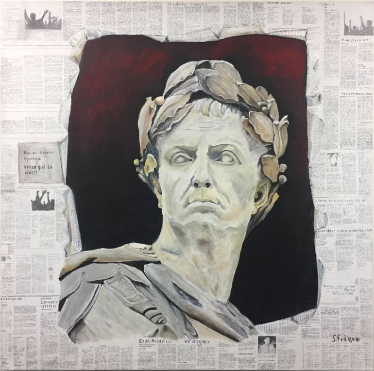 770x764 Saatchi Art Caesar's Newspaper Painting By Sofia Fragou - Newspaper Painting