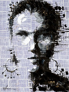 292x390 The Face On The Newspaper, Painting On Canvas - Newspaper Painting