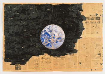 350x246 Black Acrylic Paul Thek - Newspaper Painting