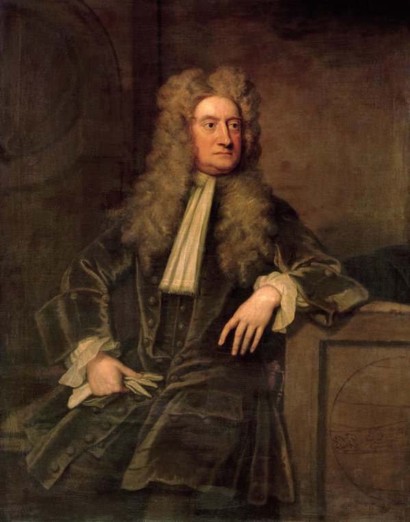 599x762 Sir Isaac Newton Art Print By Sir Godfrey Kneller - Newton Painting