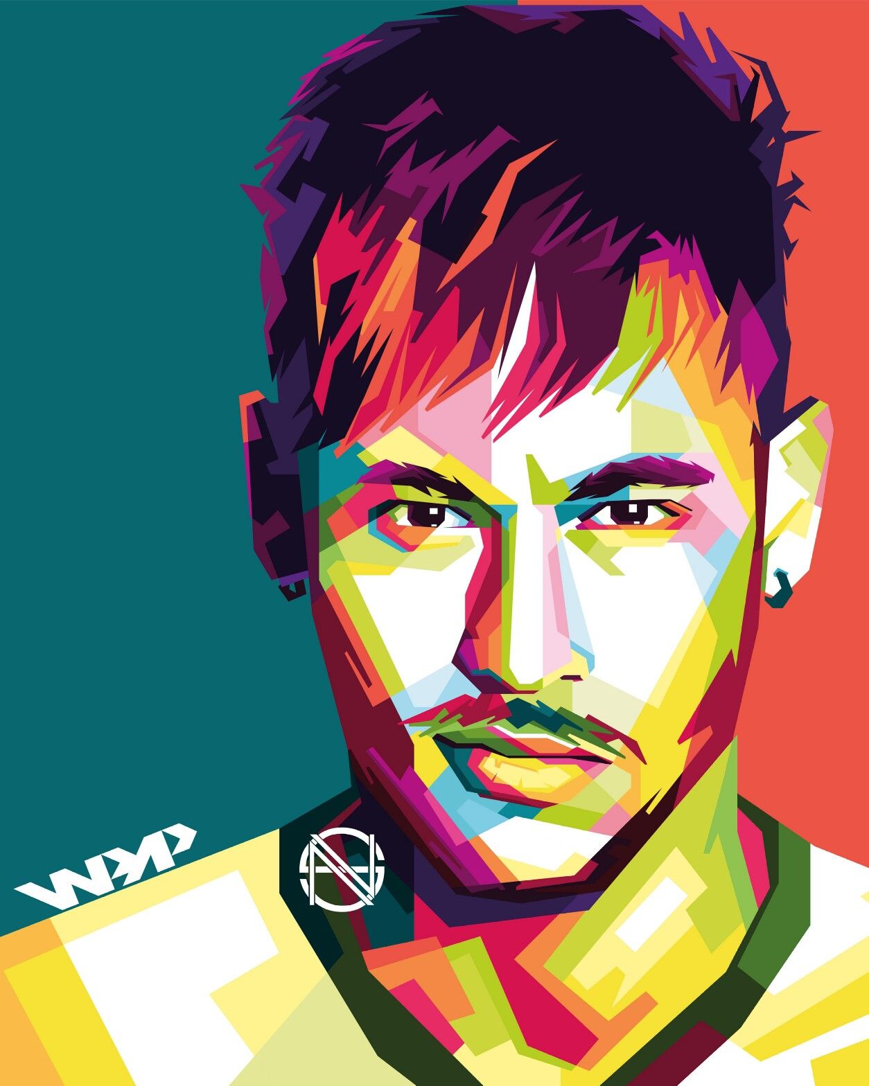1254x1568 Neymar Jr In Wpap Art Of Indonesia Colour Art - Neymar Painting