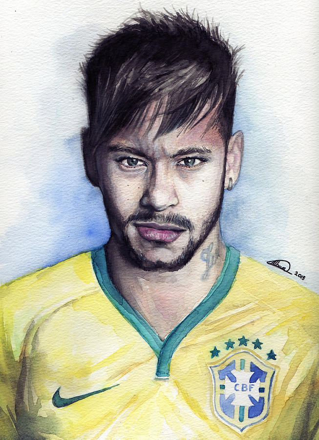 653x900 Neymar Painting By Alban Dizdari - Neymar Painting