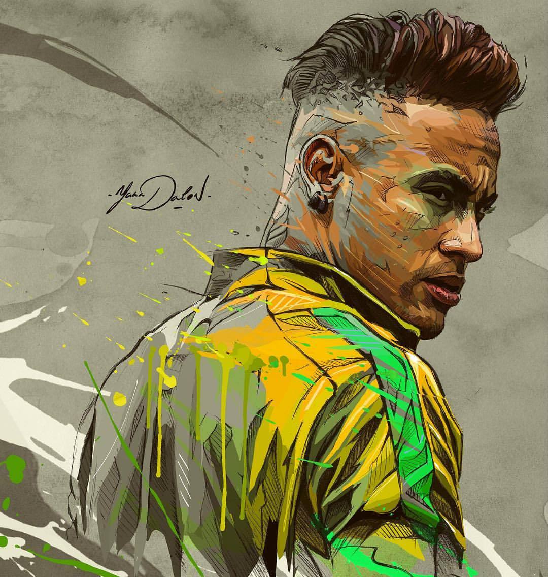 1080x1136 Yann Dalon My Painting Of @neymarjr , Big Match Tonight !! - Neymar Painting