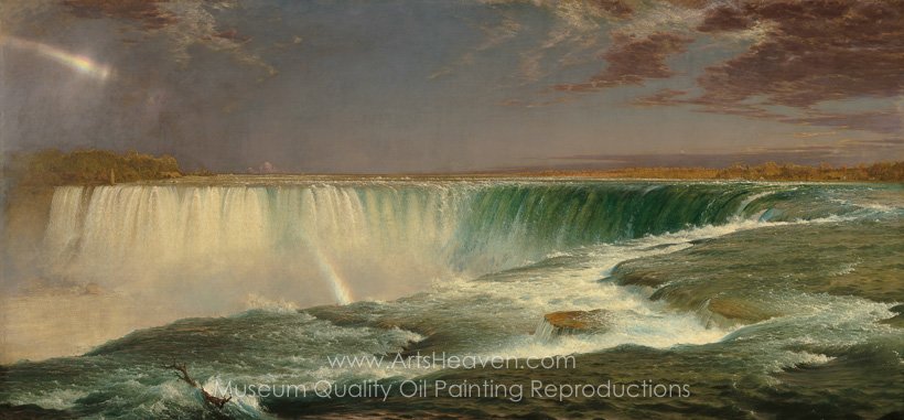 820x381 Reproduction Painting Frederic Edwin Church Niagara Falls, Hand - Niagara Falls Painting