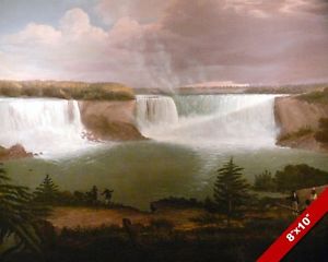 300x240 Niagara Falls Waterfall Landscape Early 1800's Painting Art Real - Niagara Falls Painting