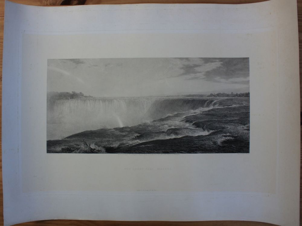 1000x751 The Great Fall Of Niagara Black Amp White Proof Engraving Frederic - Niagara Falls Painting Frederic Edwin Church