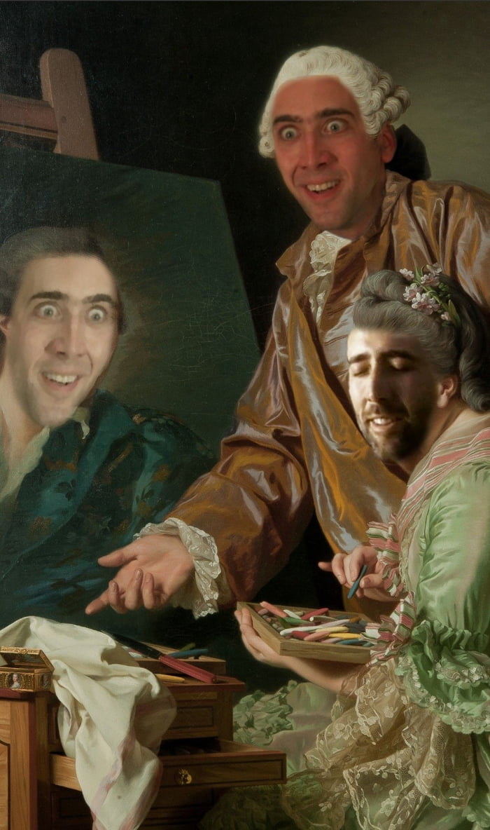 700x1184 Rare Painting Of Nicolas Cage Presenting Nicolas Cage Painting - Nic Cage Painting
