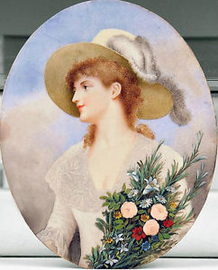 242x300 Oil Painting Beautiful Young Noble Woman Wearing Straw Hat Holding - Nice Hat Painting