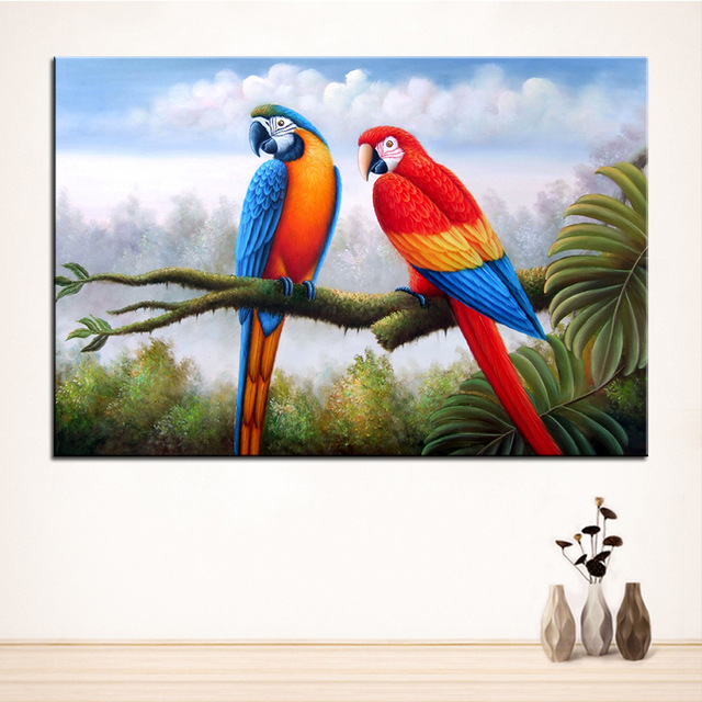 640x640 Wall Art, Wall Decor, Wall Painting Branches Parrot Digital Oil - Nice Painting