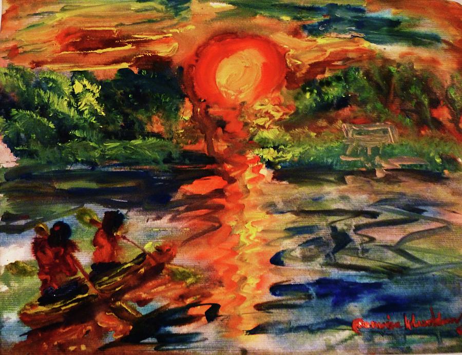 900x693 Beautiful Friendship With The Nice Sunset Painting By Wanvisa - Nice Painting