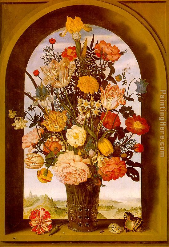 549x800 Unknown Artist Bosschaert Flower Vase In A Window Niche Painting - Niche Painting