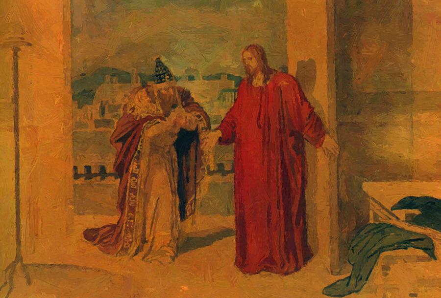 900x610 Jesus And Nicodemus Painting By Ivanov Alexander - Nicodemus Painting