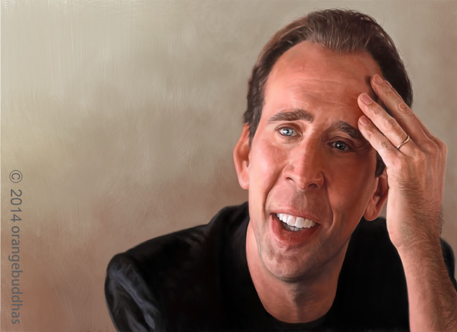 935x680 Nicolas Cage Caricature Portrait Painting - Nicolas Cage Painting