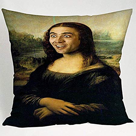450x450 Hot Nicolas Cage Mona Lisa Painting Art Pillow Case 20 Inches 30 - Nicolas Cage Painting