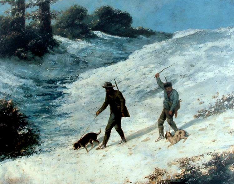 750x591 Chasseurs Dans La Neige, Cazadores En La Nieve. Painter Gustave - Nieve Painting