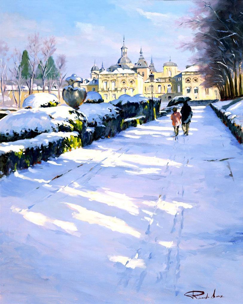 813x1016 Ricardo Sanz Nieve En La Granja Sobre Lienzo. Cms - Nieve Painting