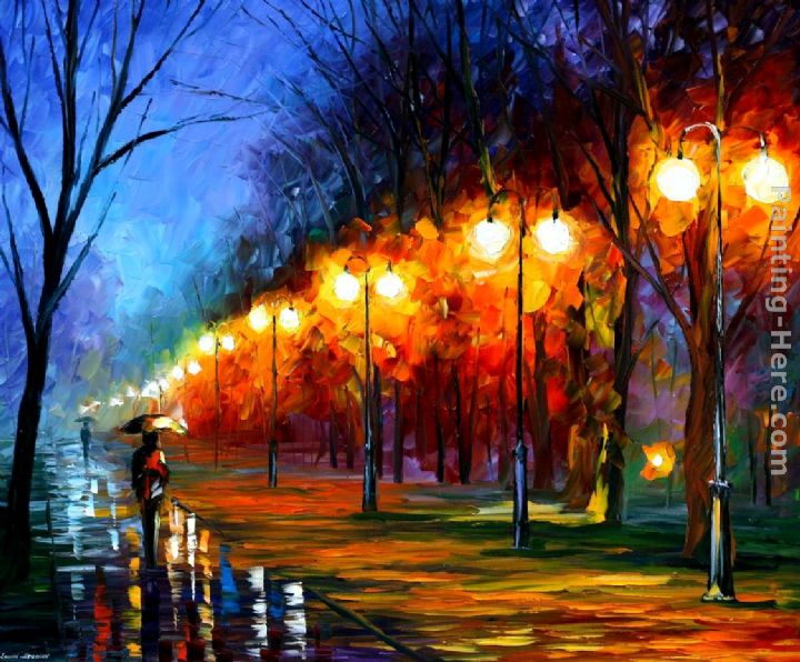 720x596 Leonid Afremov Fall,rain, Alley Painting Anysize 50% Off - Night Alley Painting