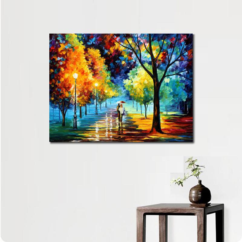 800x800 Modern Palette Knife Canvas Oil Painting Landscape Pictures Night - Night Alley Painting