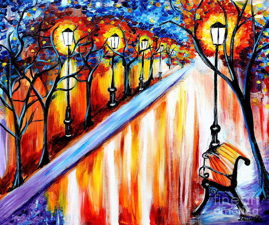 900x751 Nighttime Alley Painting By Art By Danielle - Night Alley Painting