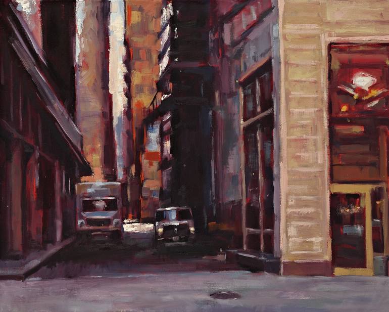770x617 Saatchi Art Alley Night - Night Alley Painting