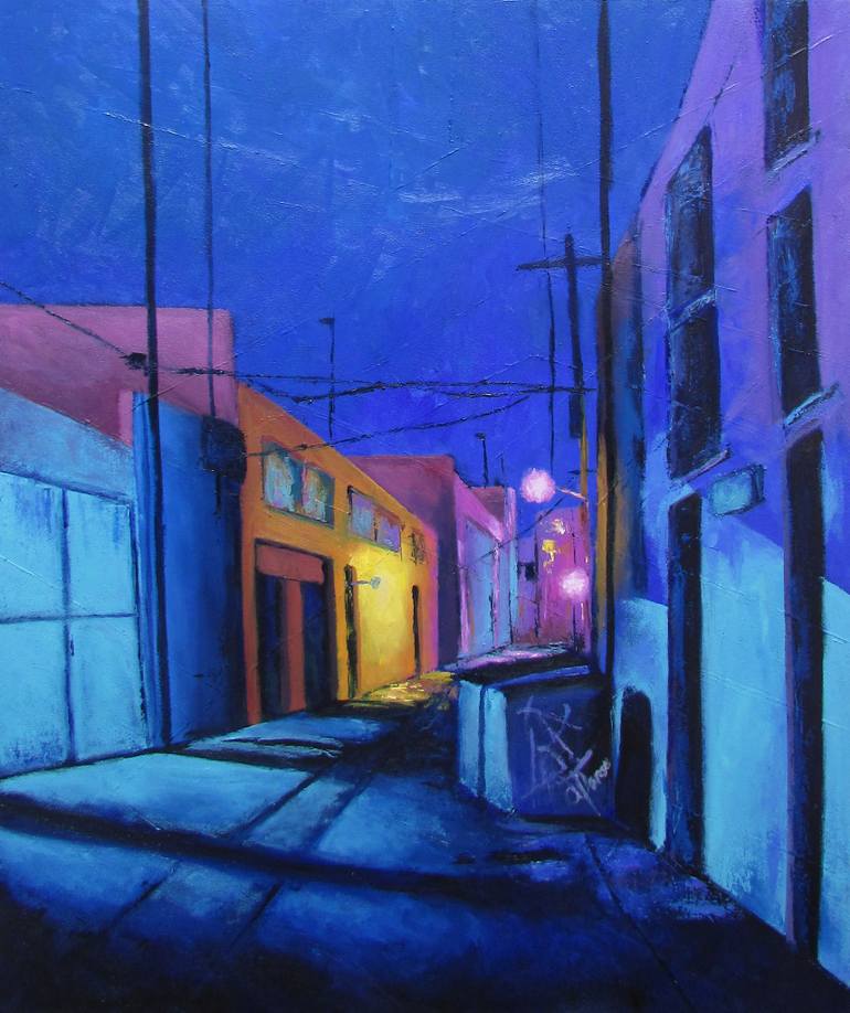 770x918 Saatchi Art Night Alley Painting By Andrea Alonso - Night Alley Painting
