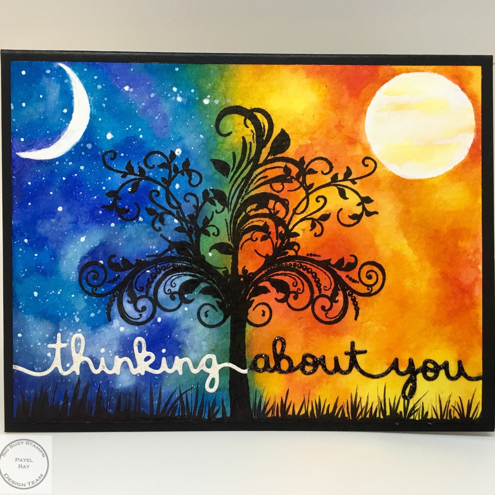 1600x1599 Thinking Of You Night And Day Crackerbox Amp Suzy Stamps - Night And Day Painting