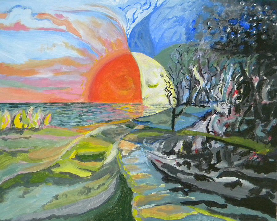 900x720 Day Meets Night Painting By Daniel Gale - Night And Day Painting