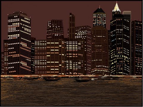 480x360 Ms Paint - Night City Skyline Painting