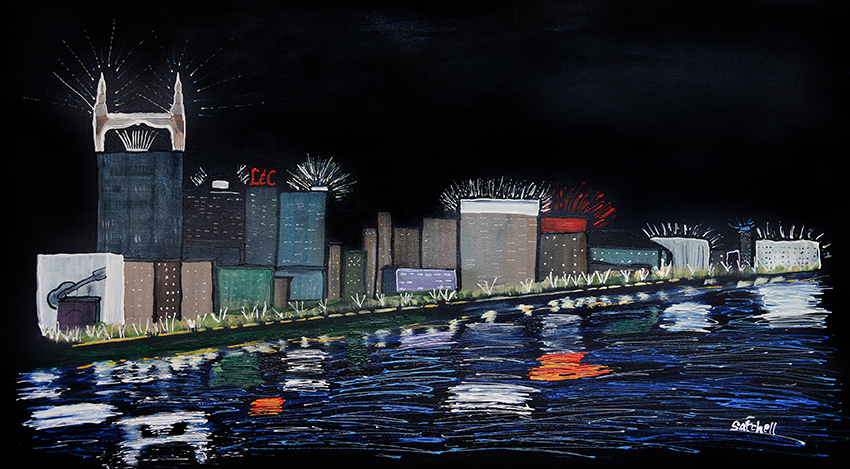850x469 The Nashville Skyline Painting Maurasatchellartist - Night City Skyline Painting
