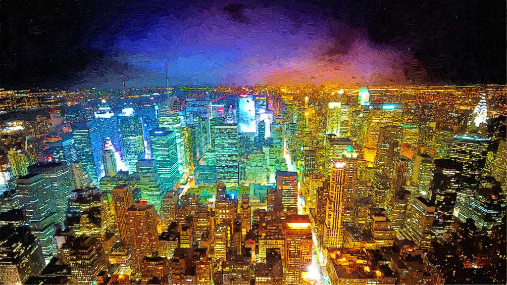 1024x576 City Skyline Painting Fibroidsfeel.club - Night City Skyline Painting