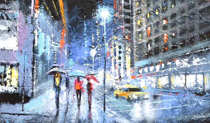 700x409 Night City - Night Cityscape Painting