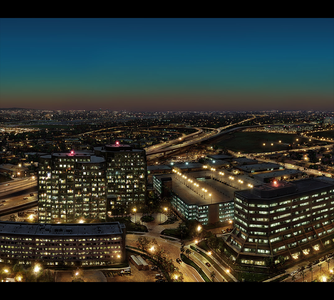 1075x967 Night City Matte Painting - Night Cityscape Painting