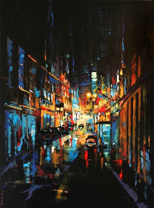 519x700 The City - Night Cityscape Painting