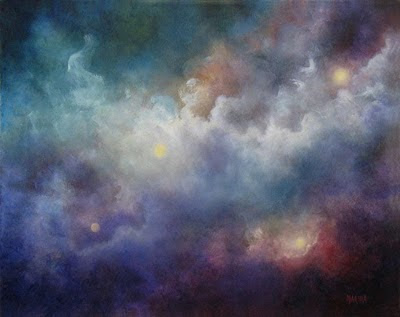 400x317 Marina Petro ~ Adventures In Daily Painting Distant Light - Night Clouds Painting