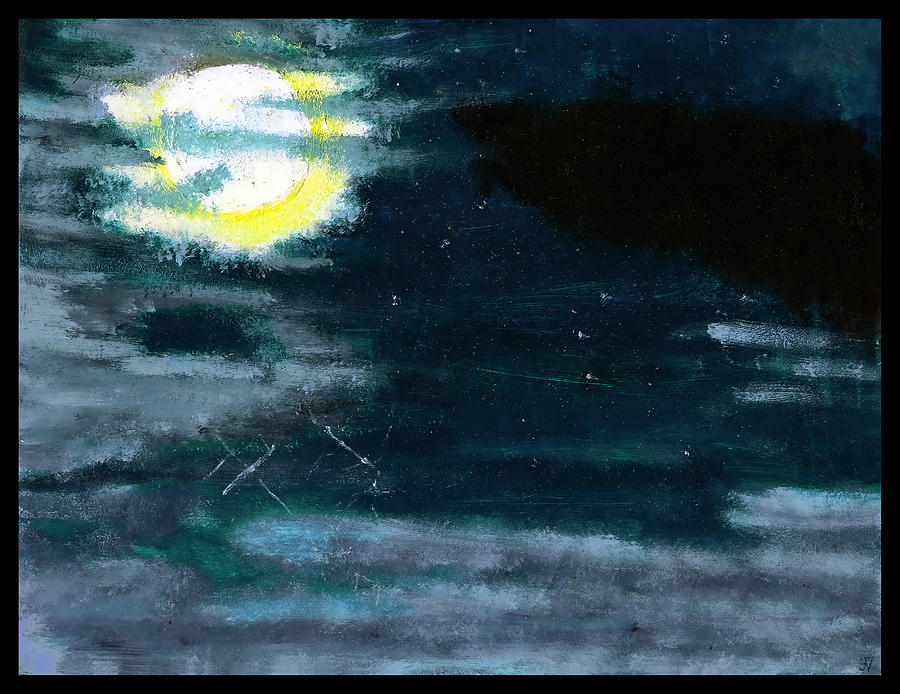 900x694 Cloudy Night Sky Painting By Shawn Dall - Night Clouds Painting