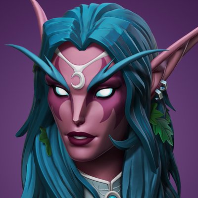 400x400 Mateus S. Machado On Twitter Painting Of A Night Elf From World - Night Elf Painting