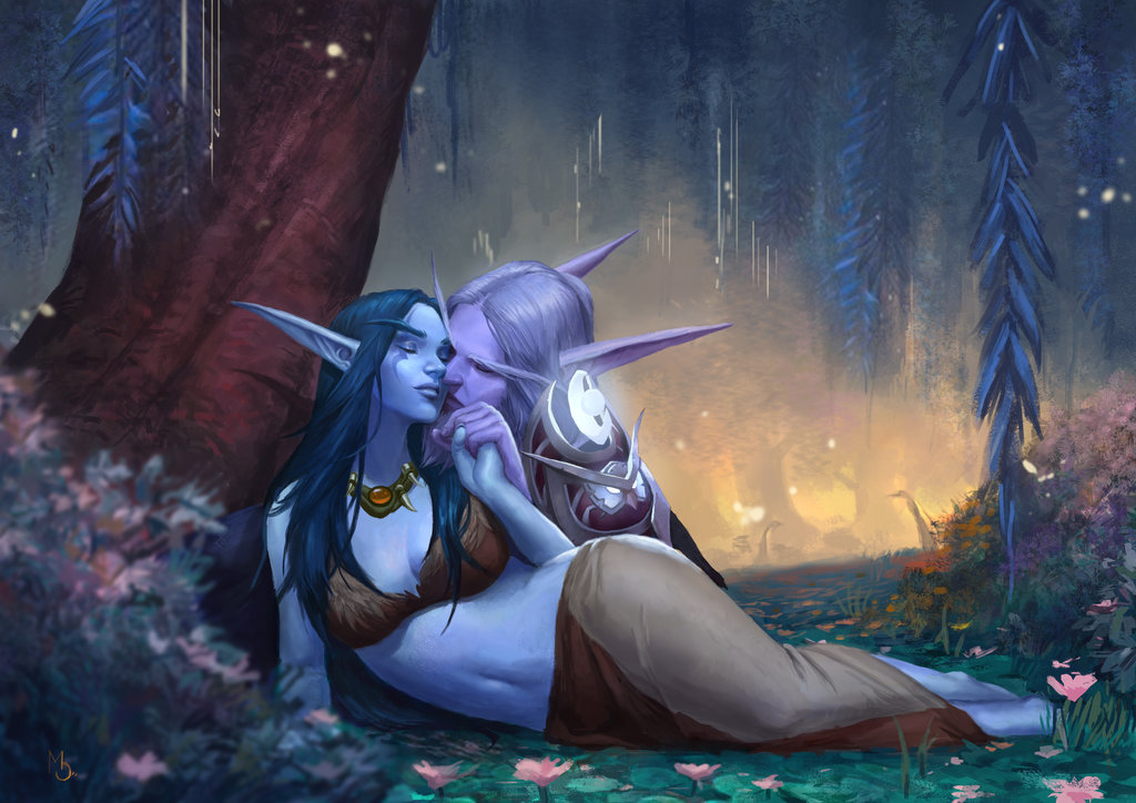 1024x724 C Night Elf Couple By Missnovemberrain - Night Elf Painting