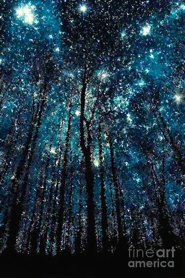 599x900 Night Forest Painting By Alexander Del Rey - Night Forest Painting