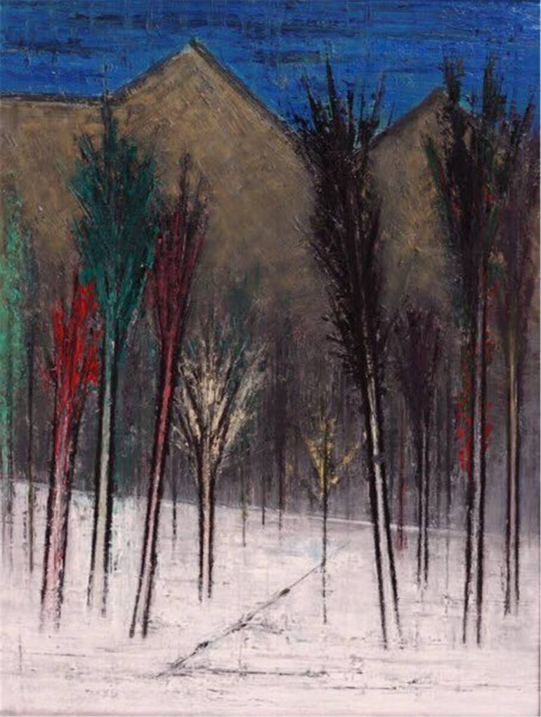 770x1021 Saatchi Art Autumn Night Forest Painting By Leonor Zhang - Night Forest Painting