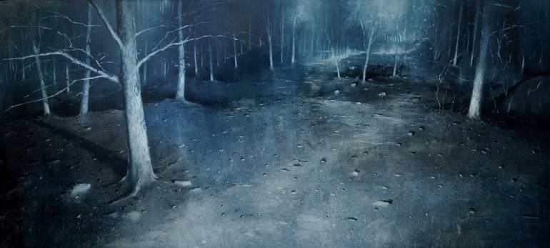 770x347 Saatchi Art Night Forest Painting By Rafael Carrascal Garcia - Night Forest Painting