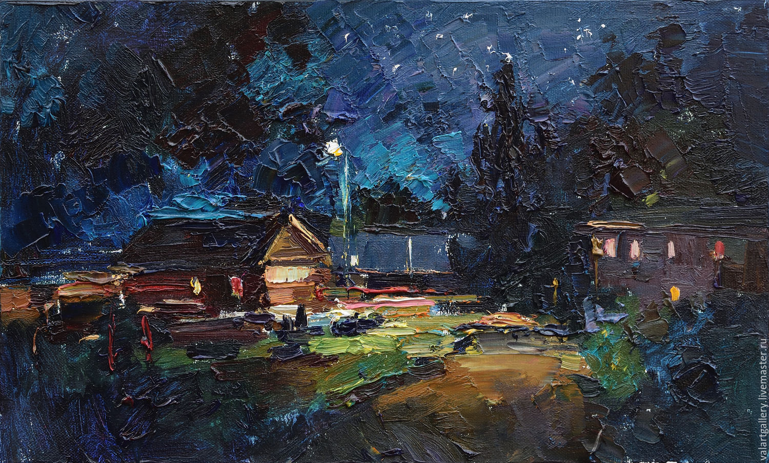 1500x904 Summer Night - Night Landscape Painting