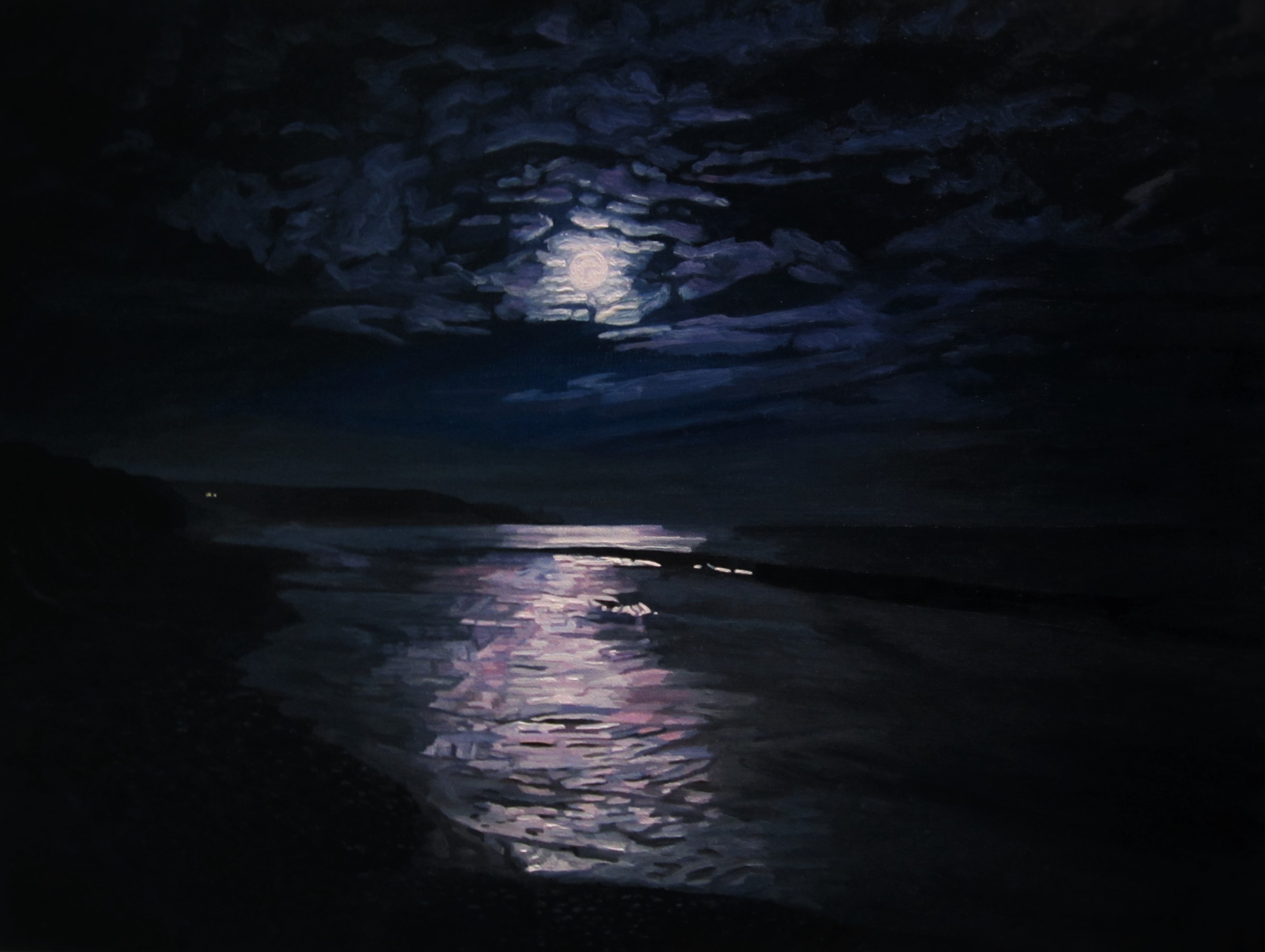 3572x2689 Full Moon Over Knockadoon From Garryvoe Eastcorkpainter - Night Moon Painting