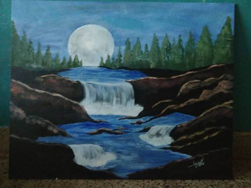 500x375 Handmade Paintings Night Moon - Night Moon Painting