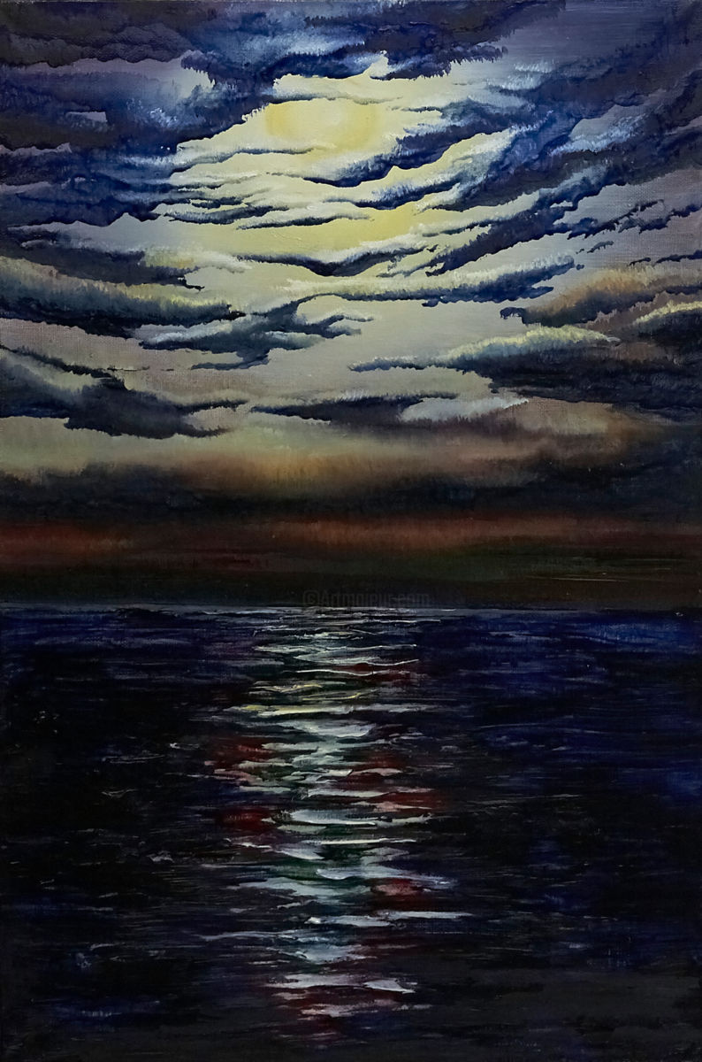 794x1200 Night Moon (Dmitry Timoshenko) - Night Moon Painting