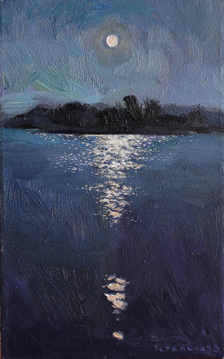 770x1233 Saatchi Art Moon Night Painting By Vira Ustianska - Night Moon Painting