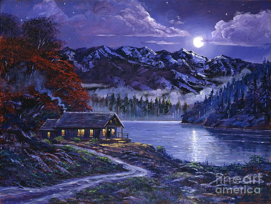 900x677 Night Mountain Painting - Night Mountain Painting