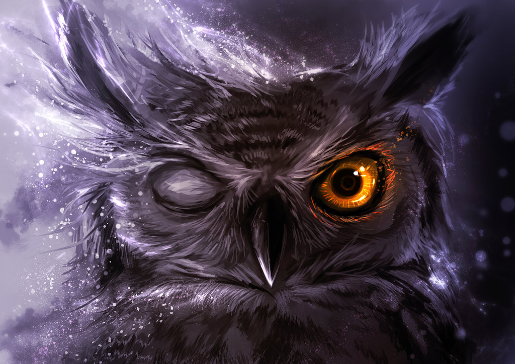 1024x724 Night Owl By Delun - Night Owl Painting